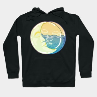 Vintage Sun and Moon Faces Hoodie